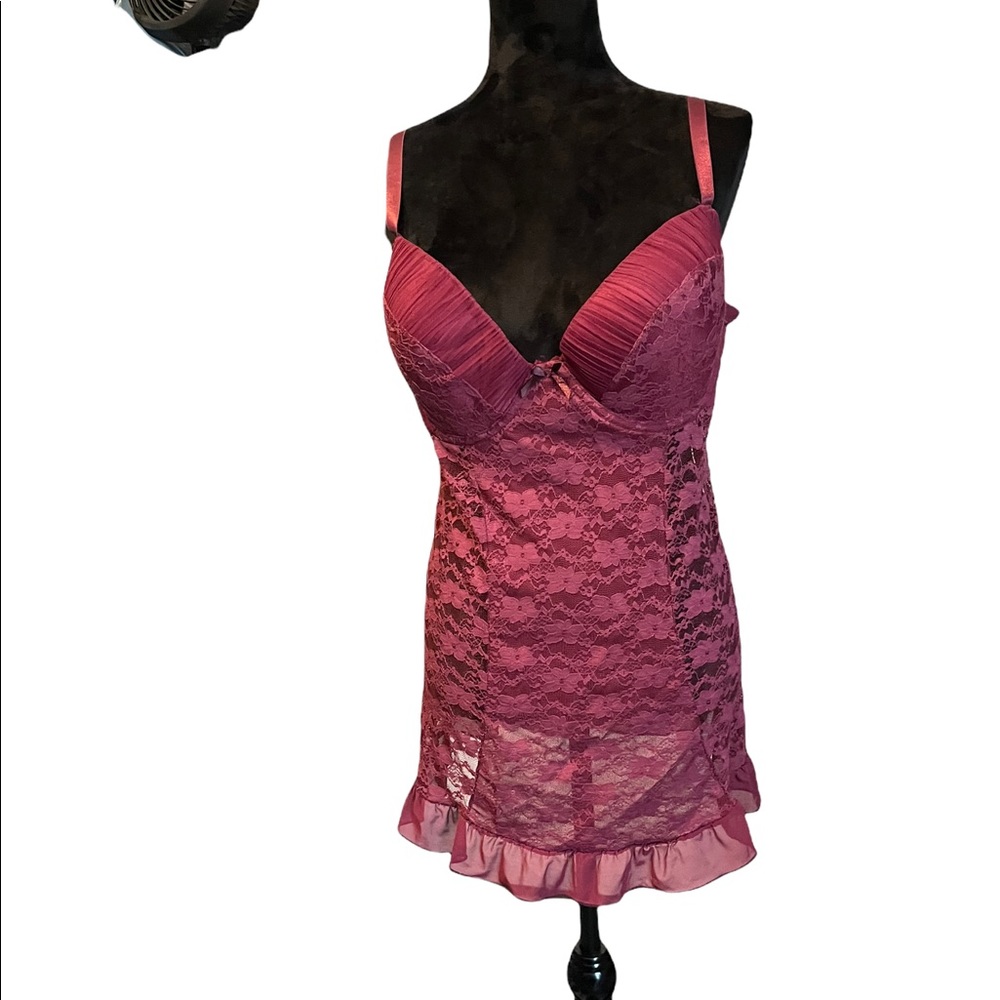 Burgundy Pretty Lace Short lingerie